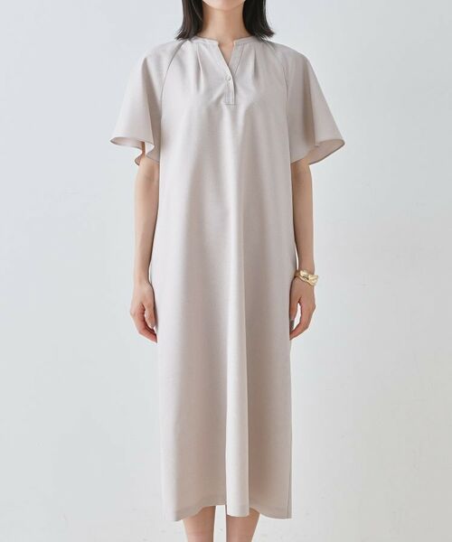 INDIVI / インディヴィ ミニ丈・ひざ丈ワンピース | 【しわになりにくい】麻調ストレートラインワンピース | 詳細10