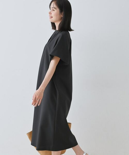 INDIVI / インディヴィ ミニ丈・ひざ丈ワンピース | 【しわになりにくい】麻調ストレートラインワンピース | 詳細2