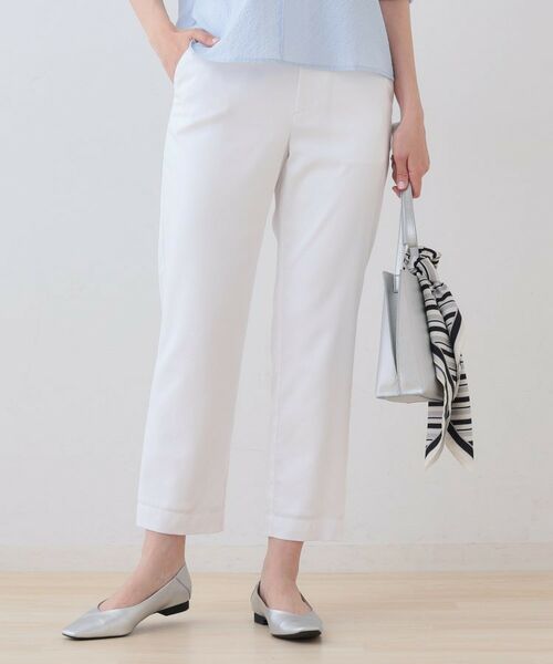 INDIVI / インディヴィ ショート・ハーフ・半端丈パンツ | ストレッチストレートパンツ(ホワイト(001))