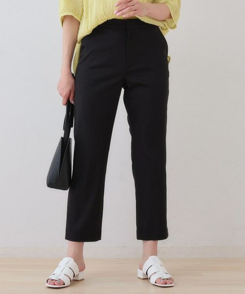 INDIVI / インディヴィ ショート・ハーフ・半端丈パンツ | ストレッチストレートパンツ(ブラック(019))
