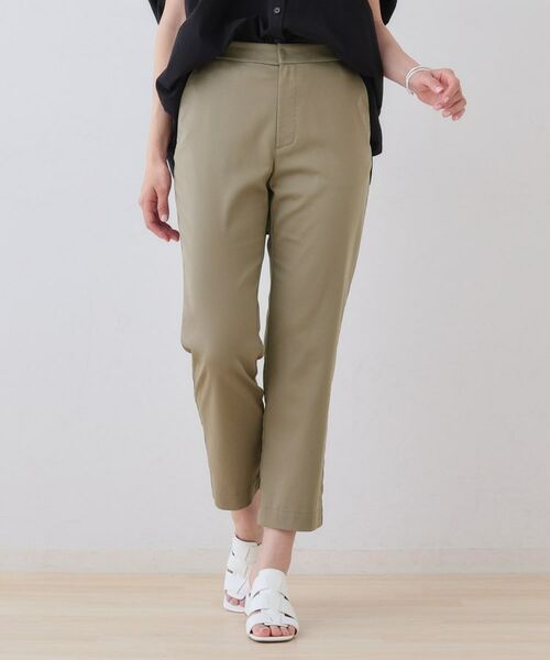 INDIVI / インディヴィ ショート・ハーフ・半端丈パンツ | ストレッチストレートパンツ(オリーブグリーン(026))