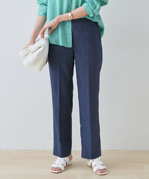 INDIVI / インディヴィ パンツ | 【きれいめ/ウエストゴム】ストレートラインパンツ(ネイビー(694))