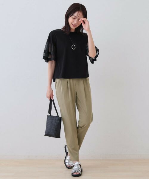 INDIVI / インディヴィ ショート・ハーフ・半端丈パンツ | 【シワになりにくい】コットンライクテーパードパンツ | 詳細12