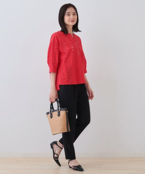 INDIVI / インディヴィ ショート・ハーフ・半端丈パンツ | 【シワになりにくい】コットンライクテーパードパンツ | 詳細8