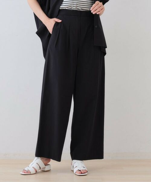 INDIVI / インディヴィ パンツ | 【SETUP可能/涼しい】コットンワイドパンツ(ブラック(019))