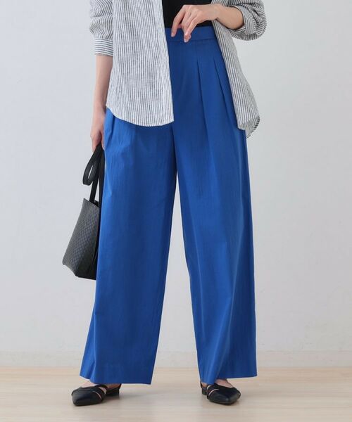 INDIVI / インディヴィ パンツ | 【SETUP可能/涼しい】コットンワイドパンツ(ブルー(093))
