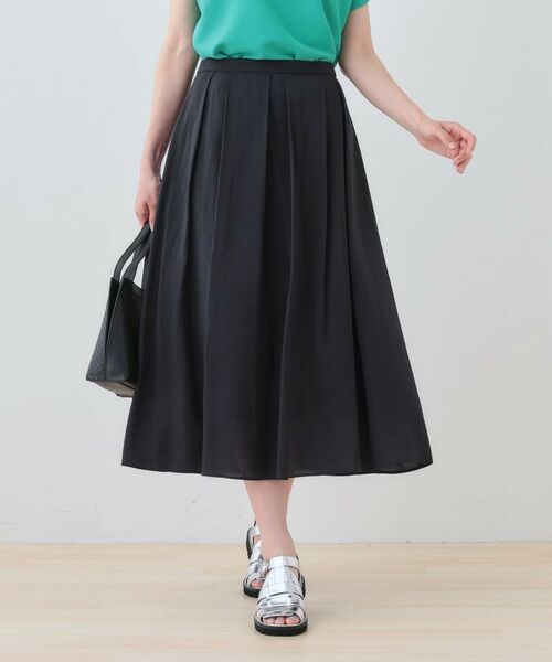 INDIVI / インディヴィ ロング・マキシ丈スカート | 【洗える/SETUP可能】シアータックフレアスカート(ネイビー(094))