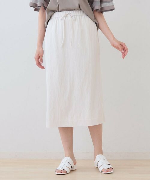 INDIVI / インディヴィ スカート | 【シワになりにくい】コットンライクストレートスカート(オフホワイト(003))