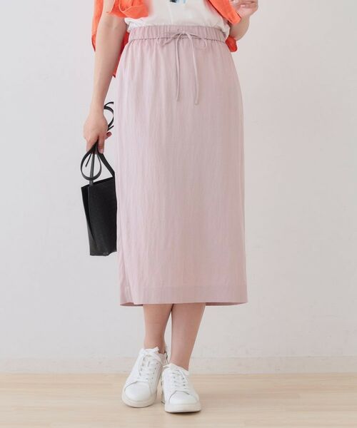 INDIVI / インディヴィ スカート | 【シワになりにくい】コットンライクストレートスカート(ライトピンク(070))