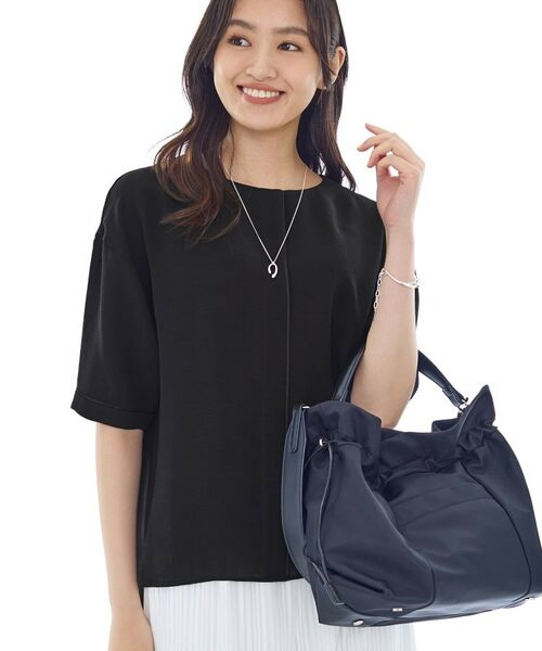 INDIVI / インディヴィ シャツ・ブラウス | 【UVケア/吸水速乾】サテンラインブラウス(ブラック(019))