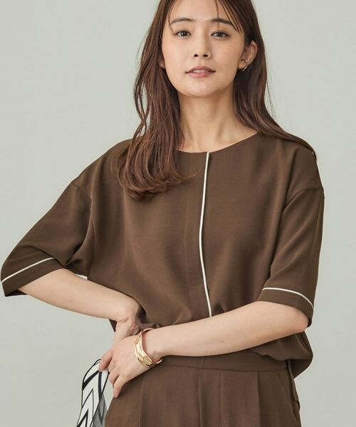 INDIVI / インディヴィ シャツ・ブラウス | 【UVケア/吸水速乾】サテンラインブラウス(ブラウン(044))
