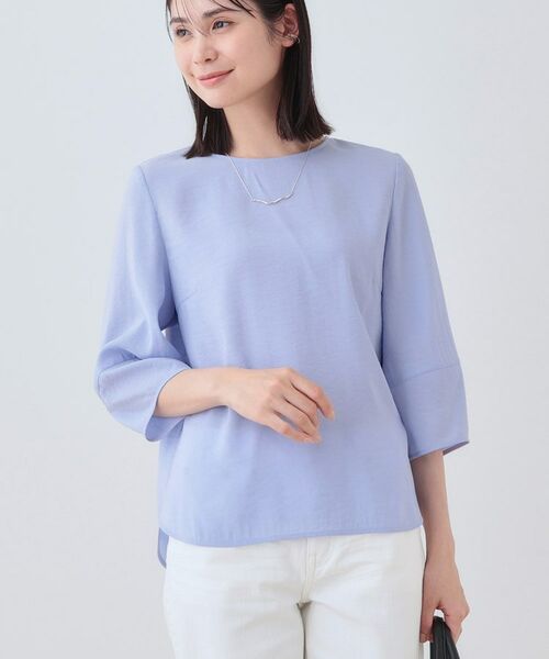 INDIVI / インディヴィ シャツ・ブラウス | 【洗える/SETUP可能】袖コンシャスシアーブラウス(サックスブルー(090))