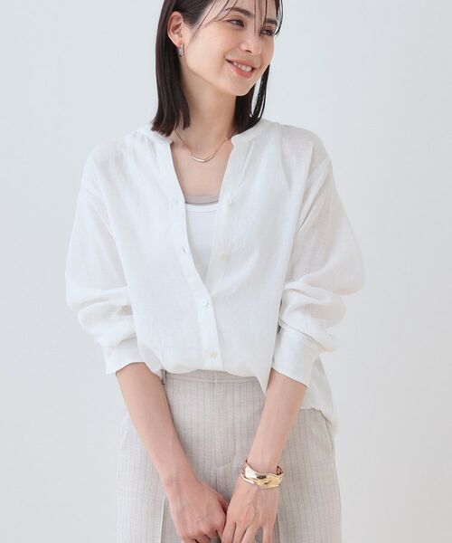 INDIVI / インディヴィ シャツ・ブラウス | 【洗える】フレンチリネンシャツ(ホワイト(001))