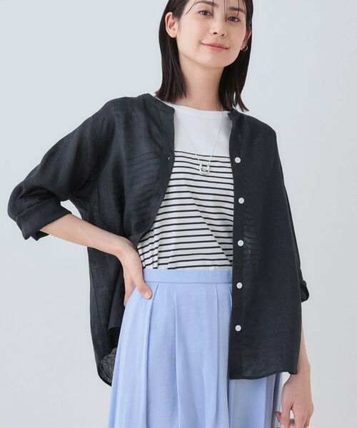 INDIVI / インディヴィ シャツ・ブラウス | 【洗える】フレンチリネンシャツ(ネイビー(094))