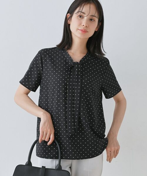 INDIVI / インディヴィ シャツ・ブラウス | 【通勤/きれいめ】柄ボウタイブラウス(ブラック(119))