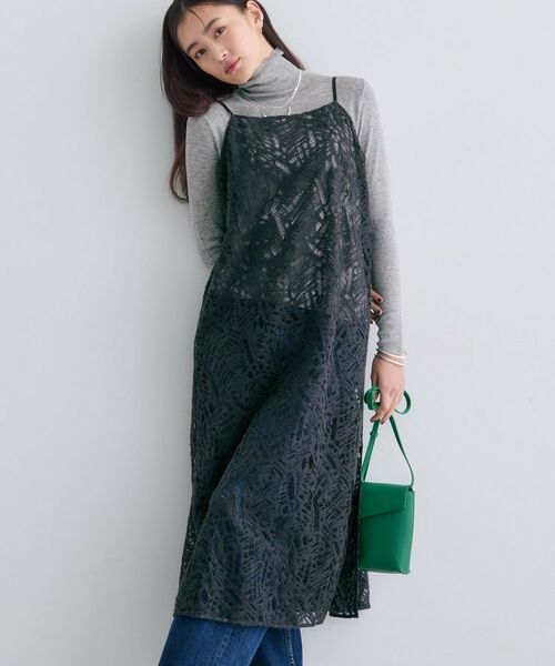 INDIVI / インディヴィ ワンピース | 【レイヤード◎】レースキャミドレス(チャコールグレー(013))