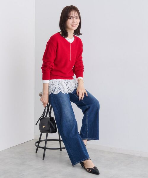 INDIVI / インディヴィ ニット・セーター | 【ウール混ラメ素材】Vネック煌めきニット | 詳細8