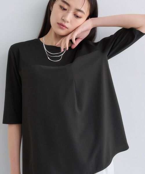 INDIVI/インディヴィ 【セットアップ可能】ビスチェレイヤード風トップス ブラック(019) 13(LL)