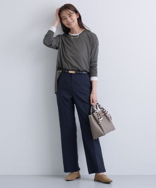 INDIVI / インディヴィ カットソー | ストレッチシアーロングTシャツ | 詳細10