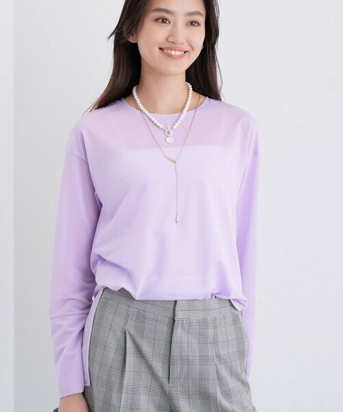 INDIVI / インディヴィ カットソー | ストレッチシアーロングTシャツ | 詳細17