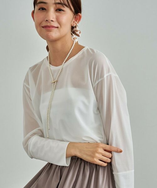 INDIVI / インディヴィ カットソー | ストレッチシアーロングTシャツ | 詳細2