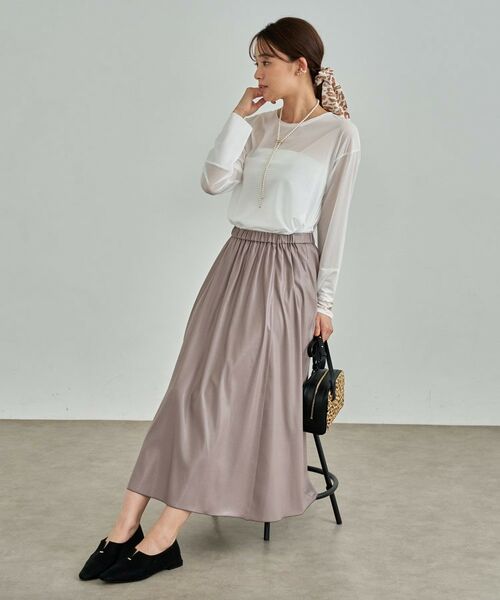 INDIVI / インディヴィ カットソー | ストレッチシアーロングTシャツ | 詳細3