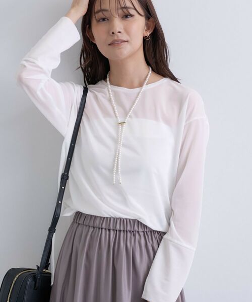 INDIVI / インディヴィ カットソー | ストレッチシアーロングTシャツ | 詳細4