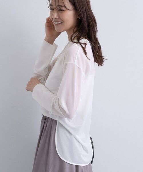 INDIVI / インディヴィ カットソー | ストレッチシアーロングTシャツ | 詳細5