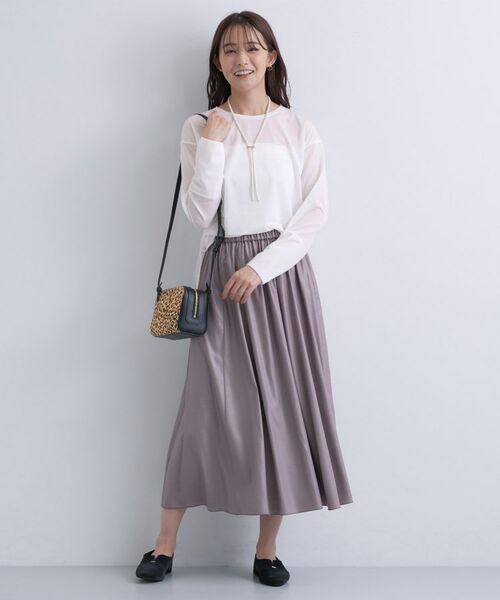 INDIVI / インディヴィ カットソー | ストレッチシアーロングTシャツ | 詳細6