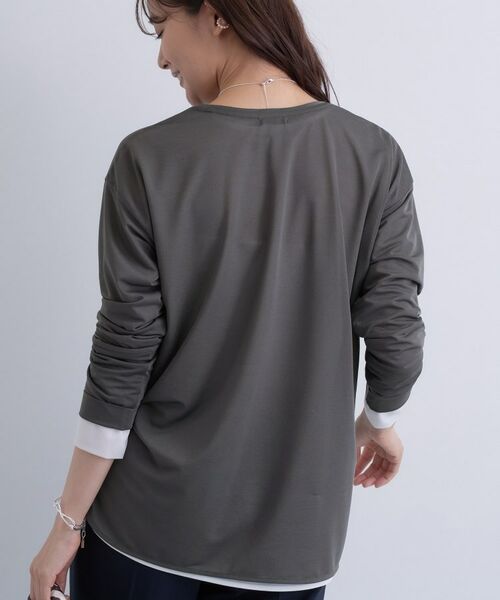 INDIVI / インディヴィ カットソー | ストレッチシアーロングTシャツ | 詳細9