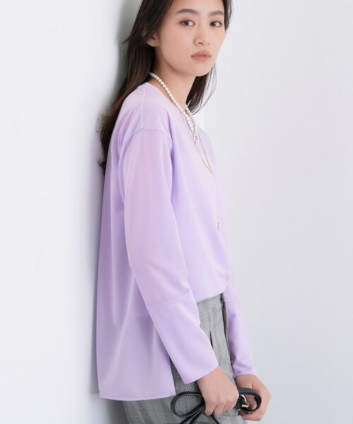 INDIVI/インディヴィ ストレッチシアーロングTシャツ ラベンダー(080) 38(M) INDIVI/インディヴィ ストレッチシアーロングTシャツ ラベンダー(080) 38(M)