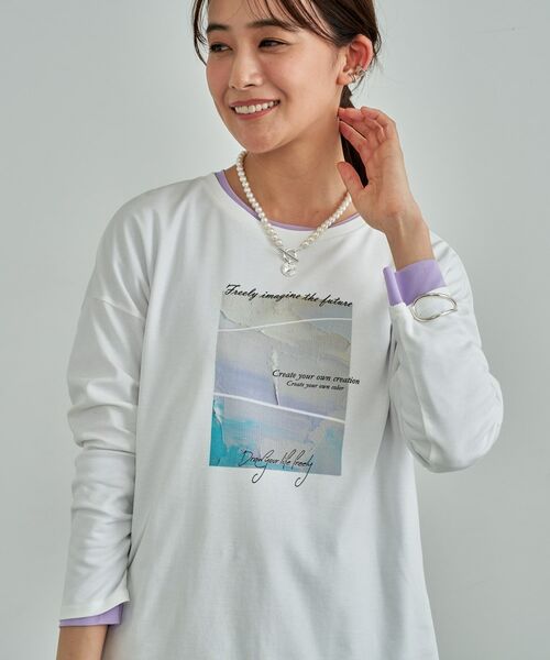 INDIVI/インディヴィ 【UVケア】プリントフォトロングTシャツ ホワイト(601) 38(M) INDIVI/インディヴィ 【UVケア】プリントフォトロングTシャツ ホワイト(601) 38(M)