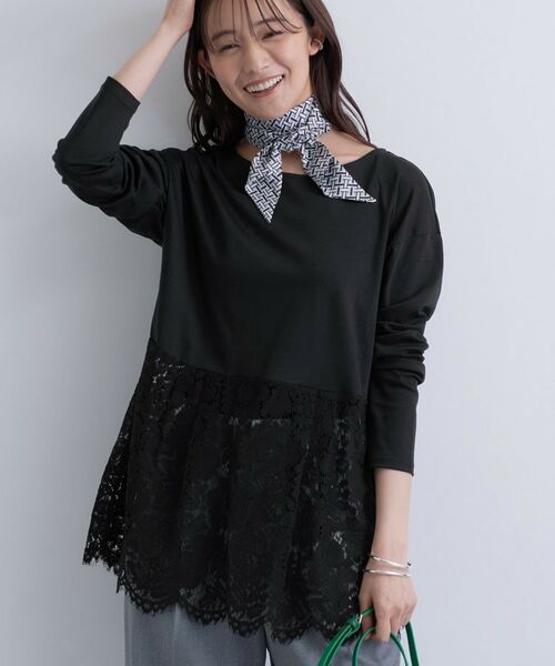 INDIVI / インディヴィ カットソー | 【レイヤードにおすすめ】レース切り替えカットソー | 詳細14