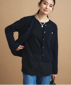 INDIVI / インディヴィ カットソー | 【コットン】シャツ切り替えカットソー