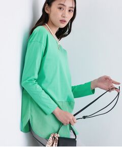 INDIVI / インディヴィ カットソー | 【コットン】シャツ切り替えカットソー