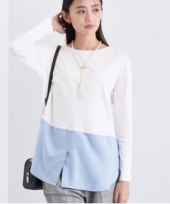 INDIVI / インディヴィ カットソー | 【コットン】シャツ切り替えカットソー