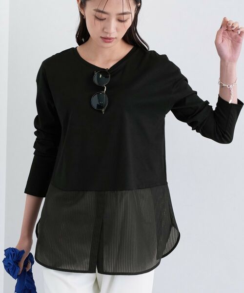 INDIVI / インディヴィ カットソー | 【コットン】シャツ切り替えカットソー | 詳細12