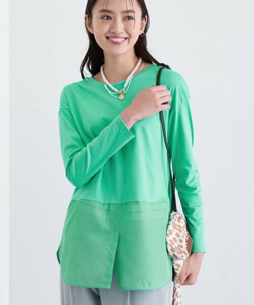 INDIVI / インディヴィ カットソー | 【コットン】シャツ切り替えカットソー | 詳細16