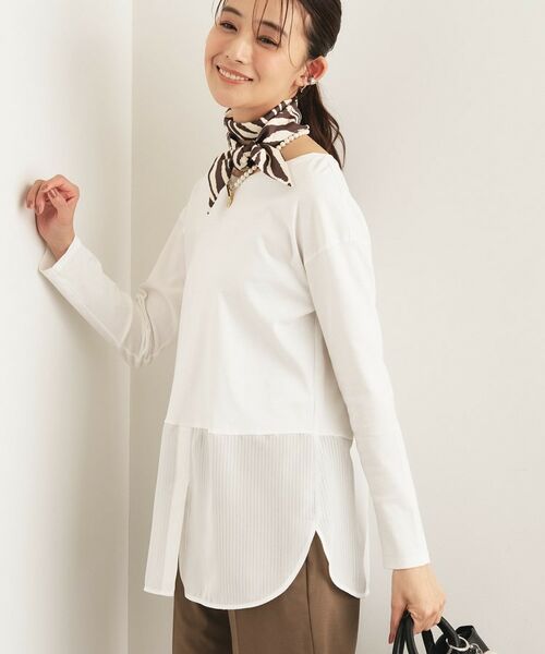 INDIVI / インディヴィ カットソー | 【コットン】シャツ切り替えカットソー | 詳細2