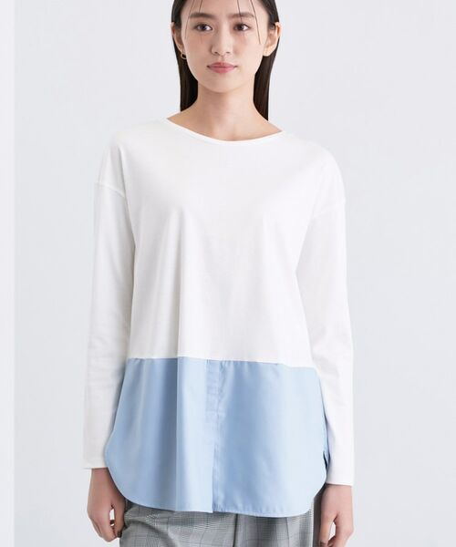 INDIVI / インディヴィ カットソー | 【コットン】シャツ切り替えカットソー | 詳細24
