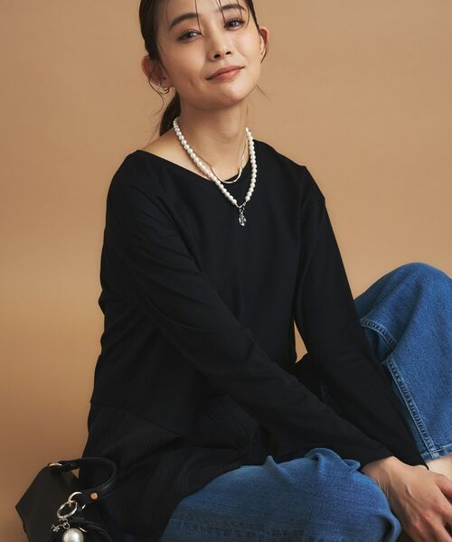 INDIVI / インディヴィ カットソー | 【コットン】シャツ切り替えカットソー | 詳細9