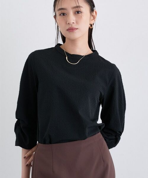 INDIVI/インディヴィ 【UVケア/吸汗速乾】スリーブデザインブラウス ブラック(019) 13(LL) INDIVI/インディヴィ 【UVケア/吸汗速乾】スリーブデザインブラウス ブラック(019) 13(LL)