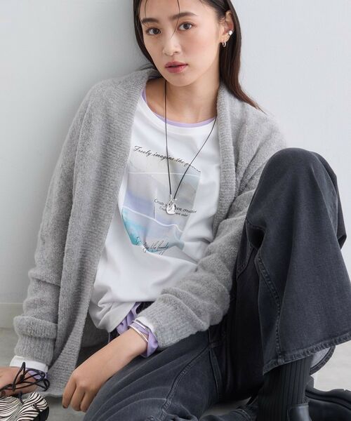 INDIVI / インディヴィ カーディガン・ボレロ | 【エアリー素材】ブークレ着流しニットカーディガン(グレー(012))