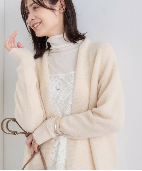 INDIVI / インディヴィ カーディガン・ボレロ | 【エアリー素材】ブークレ着流しニットカーディガン(グレージュ(050))
