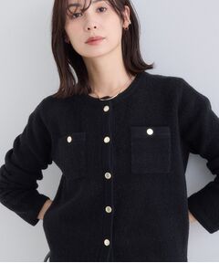 INDIVI / インディヴィ ノーカラージャケット | 【ミニブークレ素材】ジャケットライクカーディガン