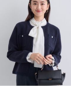 INDIVI / インディヴィ ノーカラージャケット | 【ミニブークレ素材】ジャケットライクカーディガン