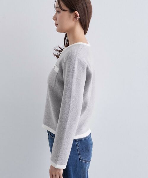 INDIVI / インディヴィ ノーカラージャケット | 【ミニブークレ素材】ジャケットライクカーディガン | 詳細15