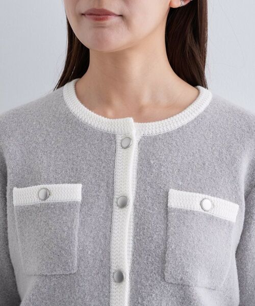 INDIVI / インディヴィ ノーカラージャケット | 【ミニブークレ素材】ジャケットライクカーディガン | 詳細17