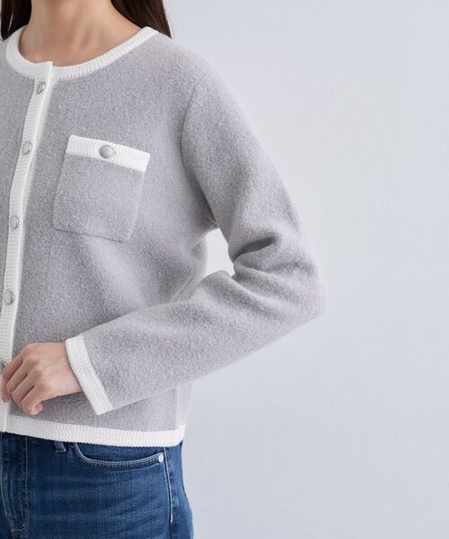 INDIVI / インディヴィ ノーカラージャケット | 【ミニブークレ素材】ジャケットライクカーディガン | 詳細18