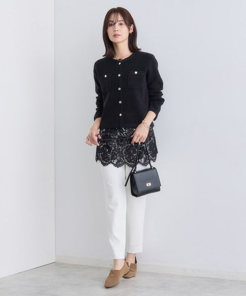 INDIVI / インディヴィ ノーカラージャケット | 【ミニブークレ素材】ジャケットライクカーディガン | 詳細4